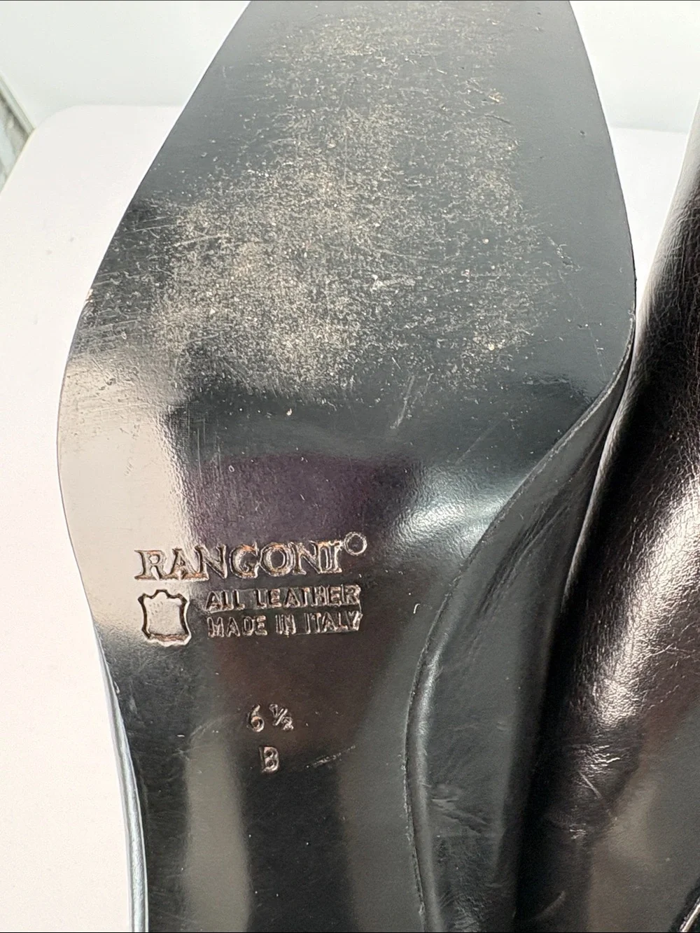 🍰 Rangoni Black Leather Mid Block Heel Pumps made in Italy